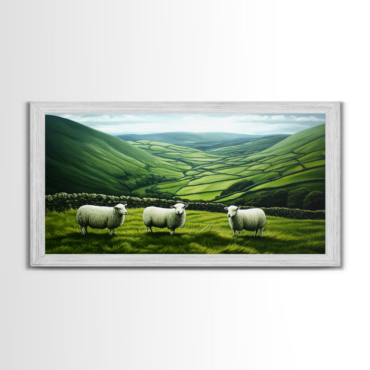 Scottish Highlands Canvas Print | Scottish Farmhouse Wall Art | Painting of Sheep in Scotland | Scotland Landscape Oil Painting