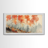 Birch Tree Painting, Aspen Trees Landscape Wall Art, Watercolor Print Colorado Forest Wall Art, Autumn landscape Centerpiece Wall Art