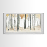 Aspen Trees Oil Painting Print Canvas, Autumn Aspens Print, Muted White Winter Wall Art, Country Farmhouse Wall Decor, Abstract Landscape Art