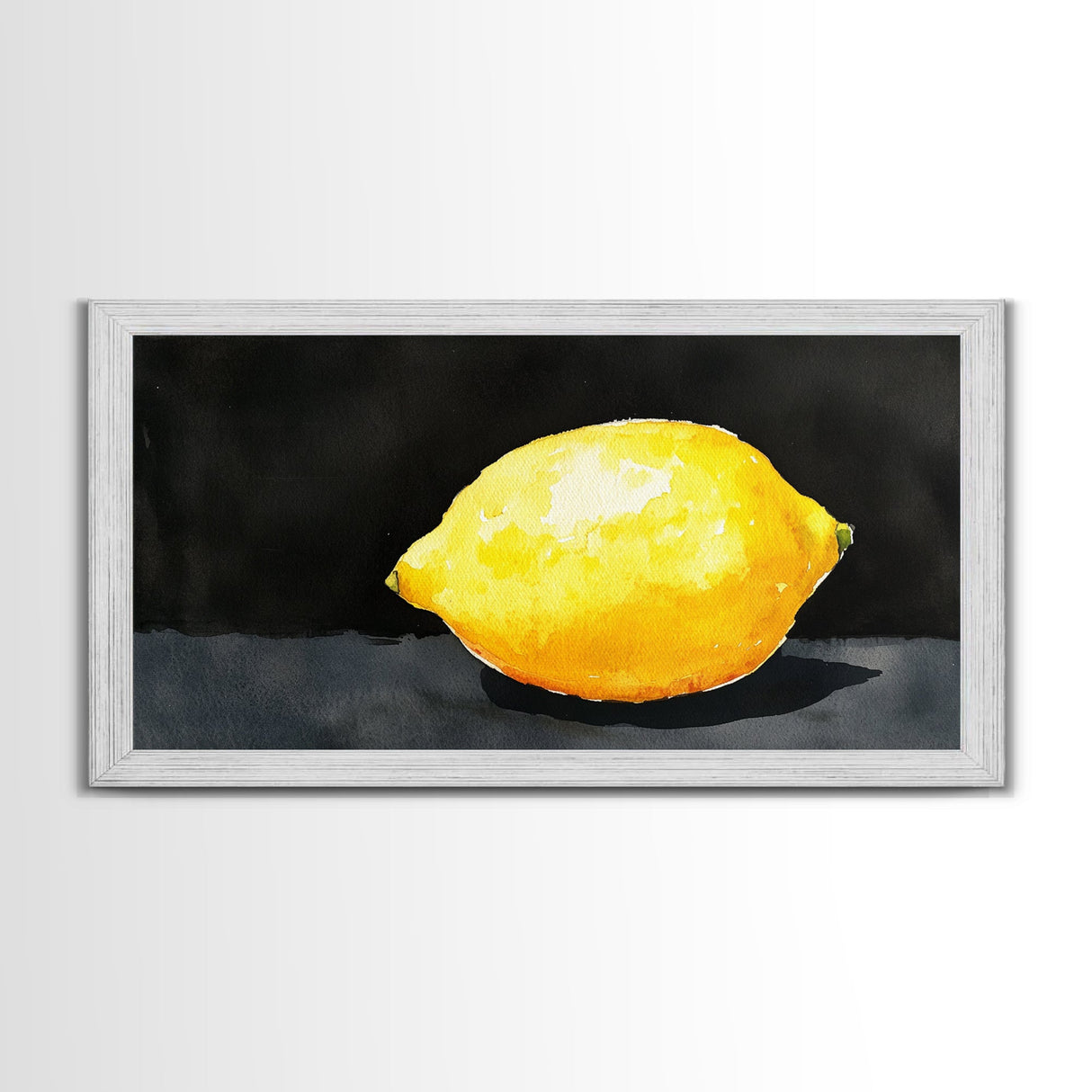 A Whole Lemon - Framed Canvas Print - Abstract Watercolor Lemon Painting - Kitchen Wall Art