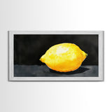 A Whole Lemon - Framed Canvas Print - Abstract Watercolor Lemon Painting - Kitchen Wall Art