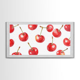 Preppy Cherry Wall Art Framed Canvas Print - Kitchen Wall Art - Dining Room Wall Art - Loft Decor - Cute Wall Art - Cutesy Home Decor