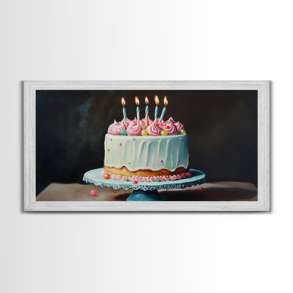 Painting Print of a Wedding Cake, Framed Canvas Art, Kitchen Decor, Wedding Decor, Kitchen Wall Art