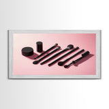 Makeup Brushes Framed Canvas Print - Makeup Wall Art - Preppy Dorm Room Decor - Makeup Painting