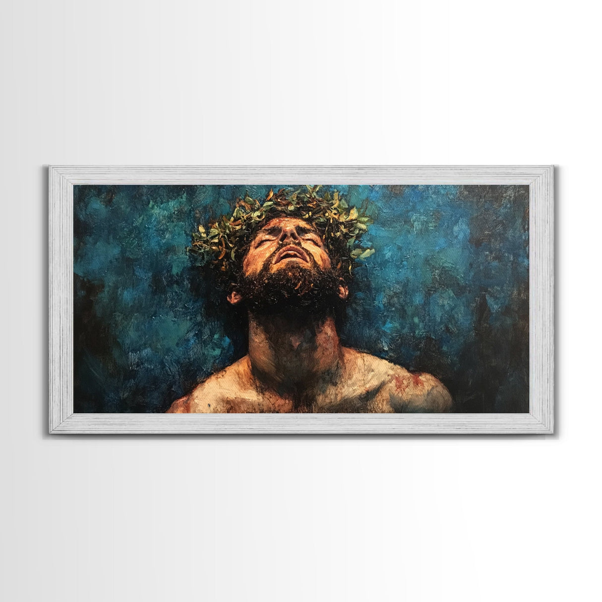 Premium Canvas Jesus Christ Portrait, Canvas Print, Crown of Thorns, Horizontal Wall Art, Christianity Art, Framed Canvas Work, Faith Love Art