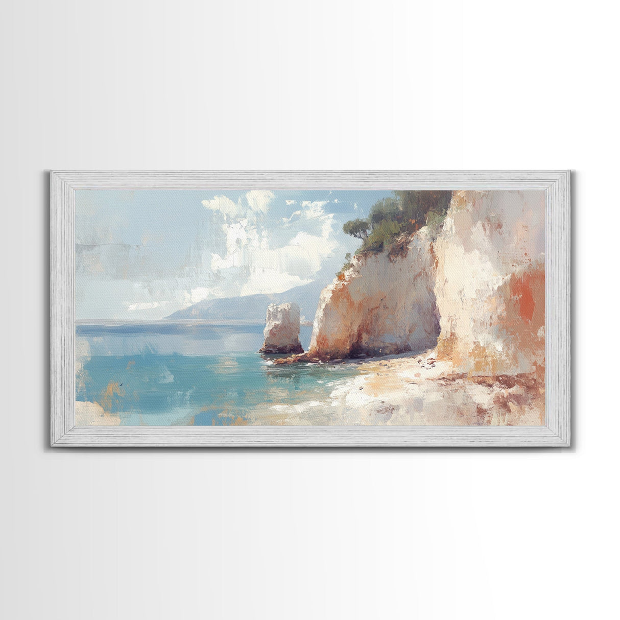Whimsical Home Decor, Framed Canvas Print, Ireland Painting, Light and Airy Home Decor, Light Art, Nautical Seascape Landscape Painting