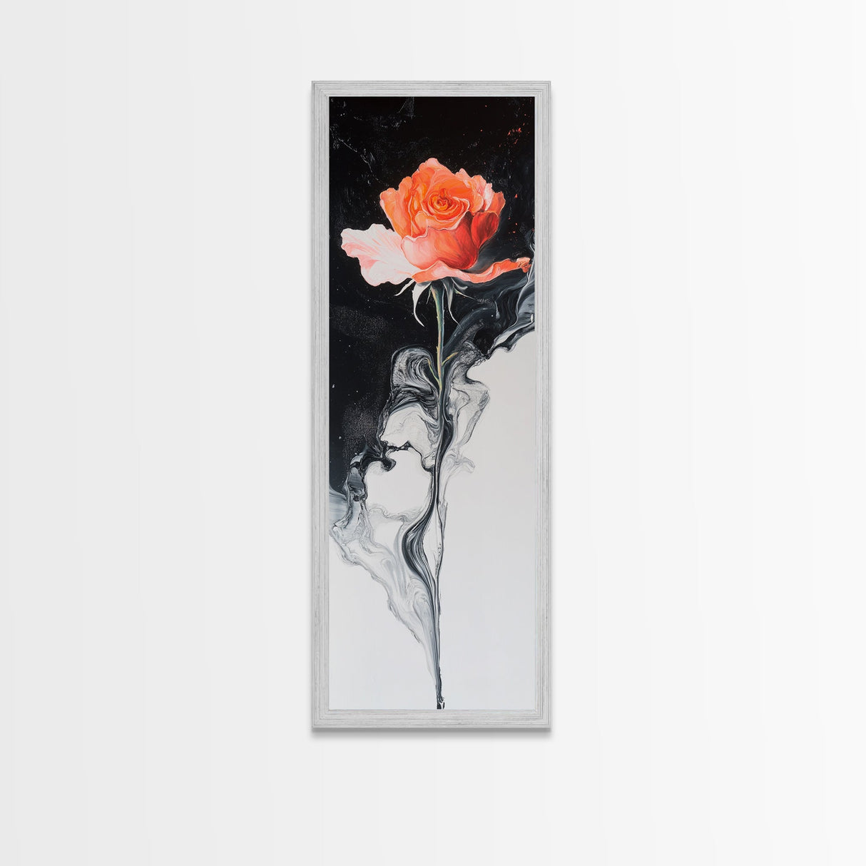 Rose Painting Framed Canvas Print, Dark Romance Painting, Botanical Prints, Tall Narrow Art Bedroom Decor, Gift Idea Christmas