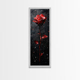 Red Rose Painting Framed Canvas Print, Gothic Art Dark Romance Painting, Tall Skinny Art Bedroom Decor, Moody Art Christmas