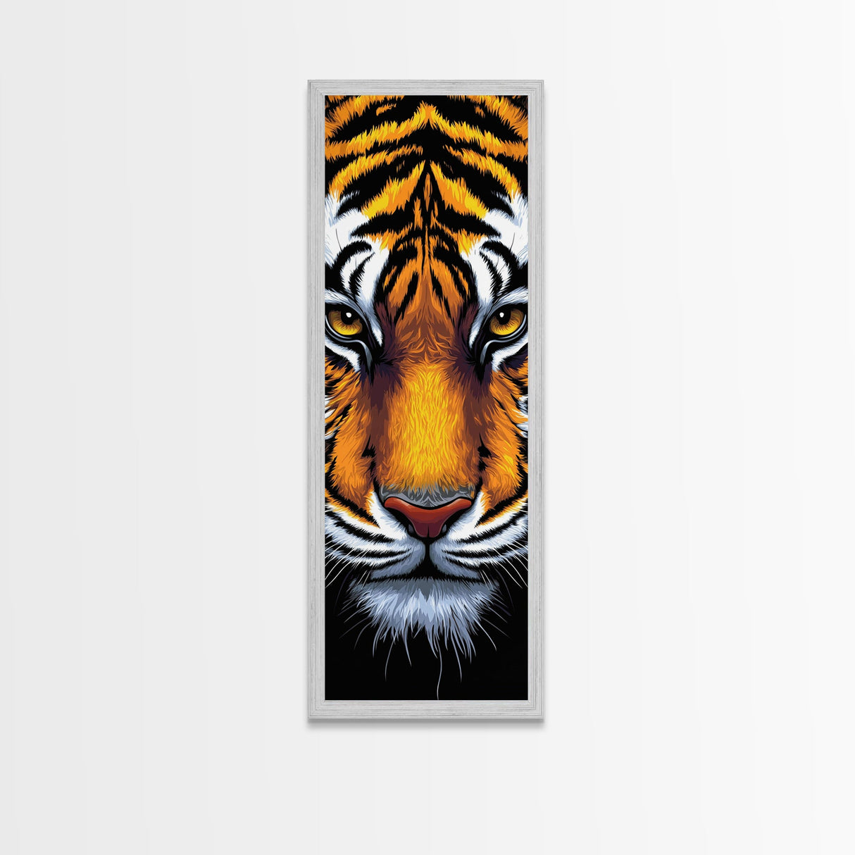 Fierce Tiger Face Framed Canvas Print, Bold Animal Wall Art, Wildlife Decor Above Couch Art, Statement Piece Christmas
