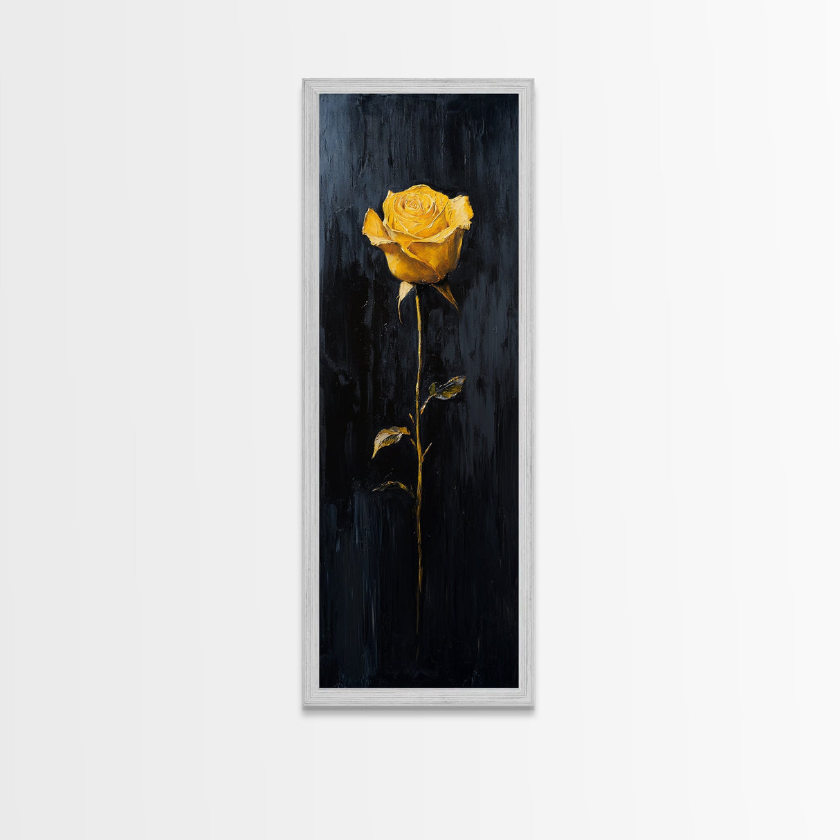 Golden Rose Painting Framed Canvas Print Elegant Art Nouveau Flower Decor, Rose Painting, Yellow Flower Canvas, Living Room Botanical Prints