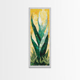 Mosaic Agave Plant Framed Canvas Print Botanical Prints Green Wall Art Rustic Decor Whimsical Art Kitchen Decor