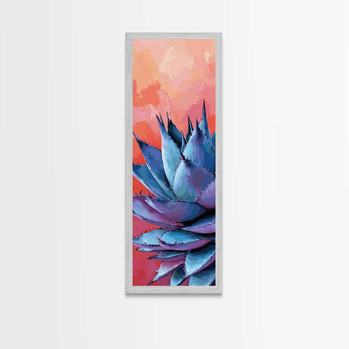 Blue Agave at Sunset Canvas Print Pink Orange Wall Art Coastal Decor Desert Botanical Prints Boho Art Bedroom Decor