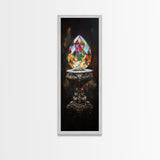 Faceted Crystal on Pedestal Canvas Print Gemstone Painting Sacred Geometry Art Original Artwork Above Couch Decor