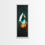 Blue Green Gemstone on Fire Canvas Print Abstract Sacred Geometry Art Moody Wall Art Unique Bedroom Decor Statement Piece