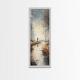 Fisherman painting peaceful landscape framed canvas print, autumn outdoor wall art, rustic decor, nature lovers gift, tranquil scene decor