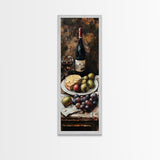 Framed Canvas Print Wine Cheese Fruit Kitchen Painting Rustic Wall Art Farmhouse Decor Food Review Kitchen Art