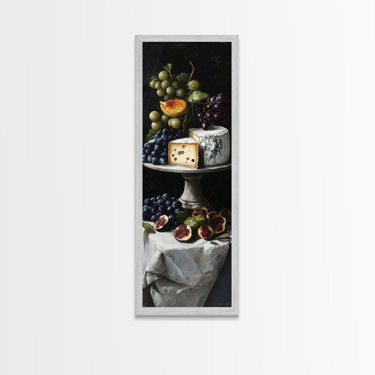Canvas Print Cheese Platter with Grapes Art Farmhouse Wall Art Food Review Kitchen Decor Rustic Art