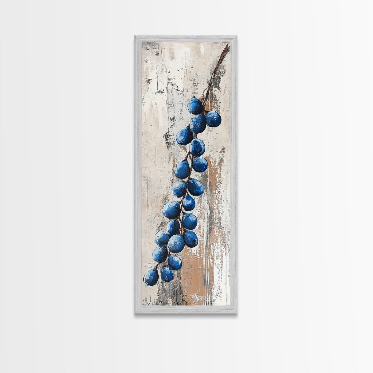 Framed Canvas Print Blueberries Still Life Painting Rustic Wall Art Botanical Prints Food Review Kitchen Art