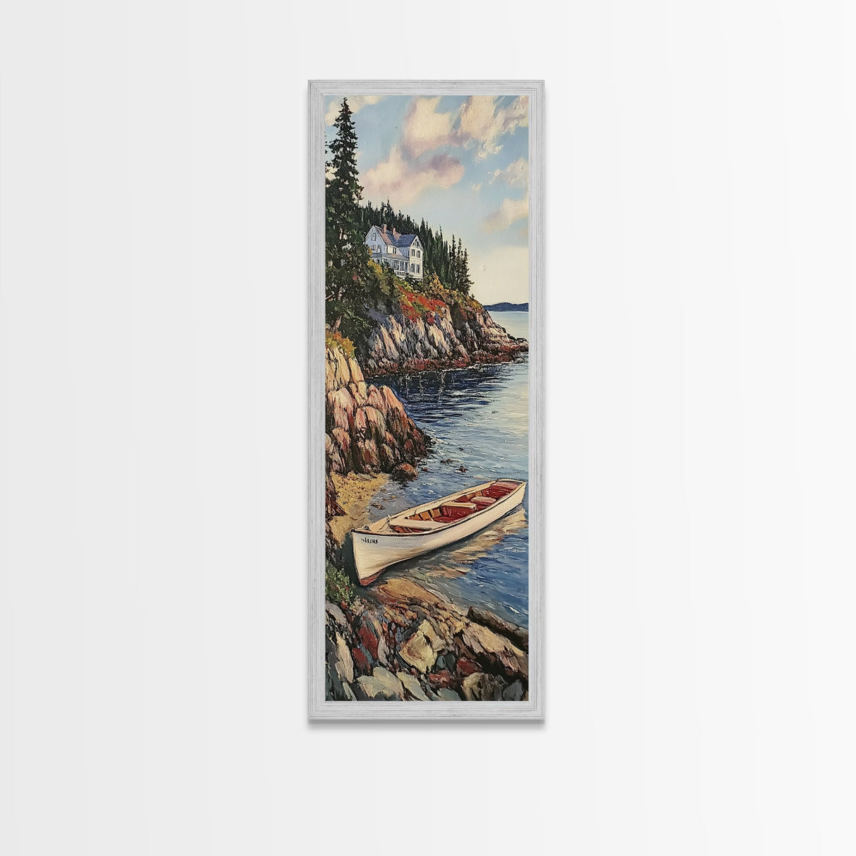 Canvas Print Rustic Farmhouse Art Deer Drinking Water In Forest Painting Tall Narrow Art Above Sofa Art Cozy Cabin Decor Above Bed Wall Art