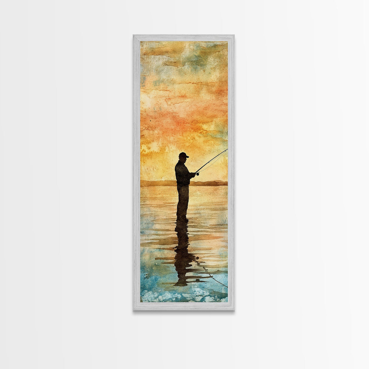 Framed Canvas Print Fishing Silhouette Art Above Sofa Art Southwest Wall Art Gift Idea Living Room Art Nature Lover's Unique Home Decor