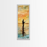 Framed Canvas Print Fishing Silhouette Art Above Sofa Art Southwest Wall Art Gift Idea Living Room Art Nature Lover's Unique Home Decor