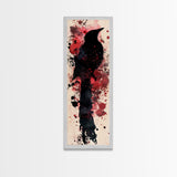 Framed Canvas Print Rustic Bird Art Southwest Style Raven Painting Tall Narrow Art Statement Piece Bedroom Art Halloween Fall Decor