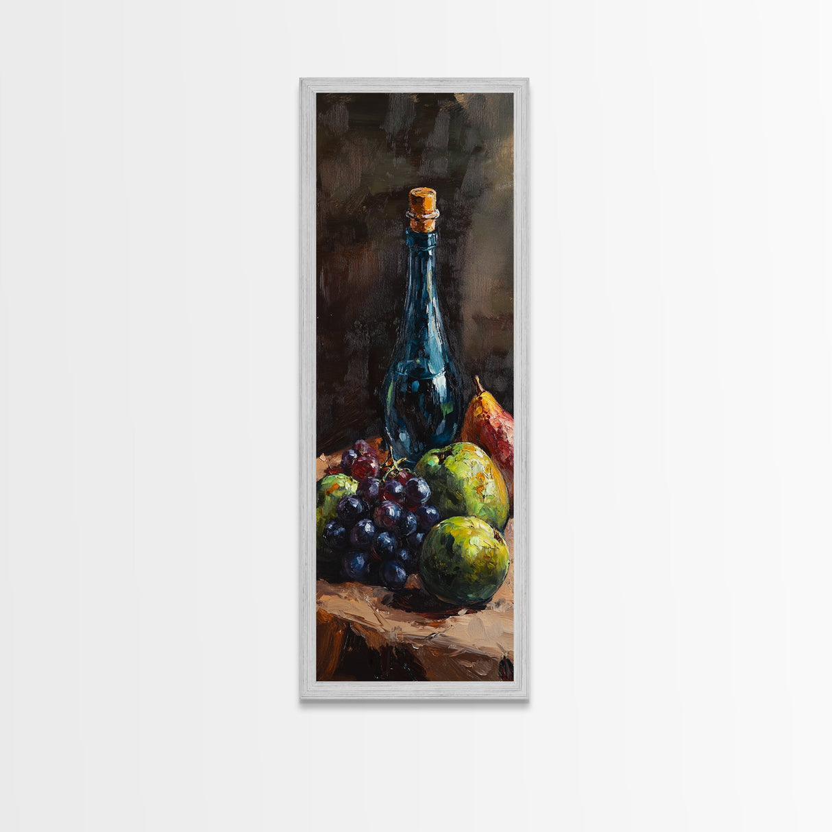 Restaurant Wall Art Still Life Oil Painting Print, Wine Bottle Painting, Tall Narrow Wall Art, Skinny Tall Art, Kitchen Decor, Wine Cellar Art