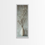 Framed Canvas Print Tall Skinny Art with Rustic Wildflower Painting, Botanical Wall Art, Wabi Sabi Art, Living Room Decor, Gift Idea Her