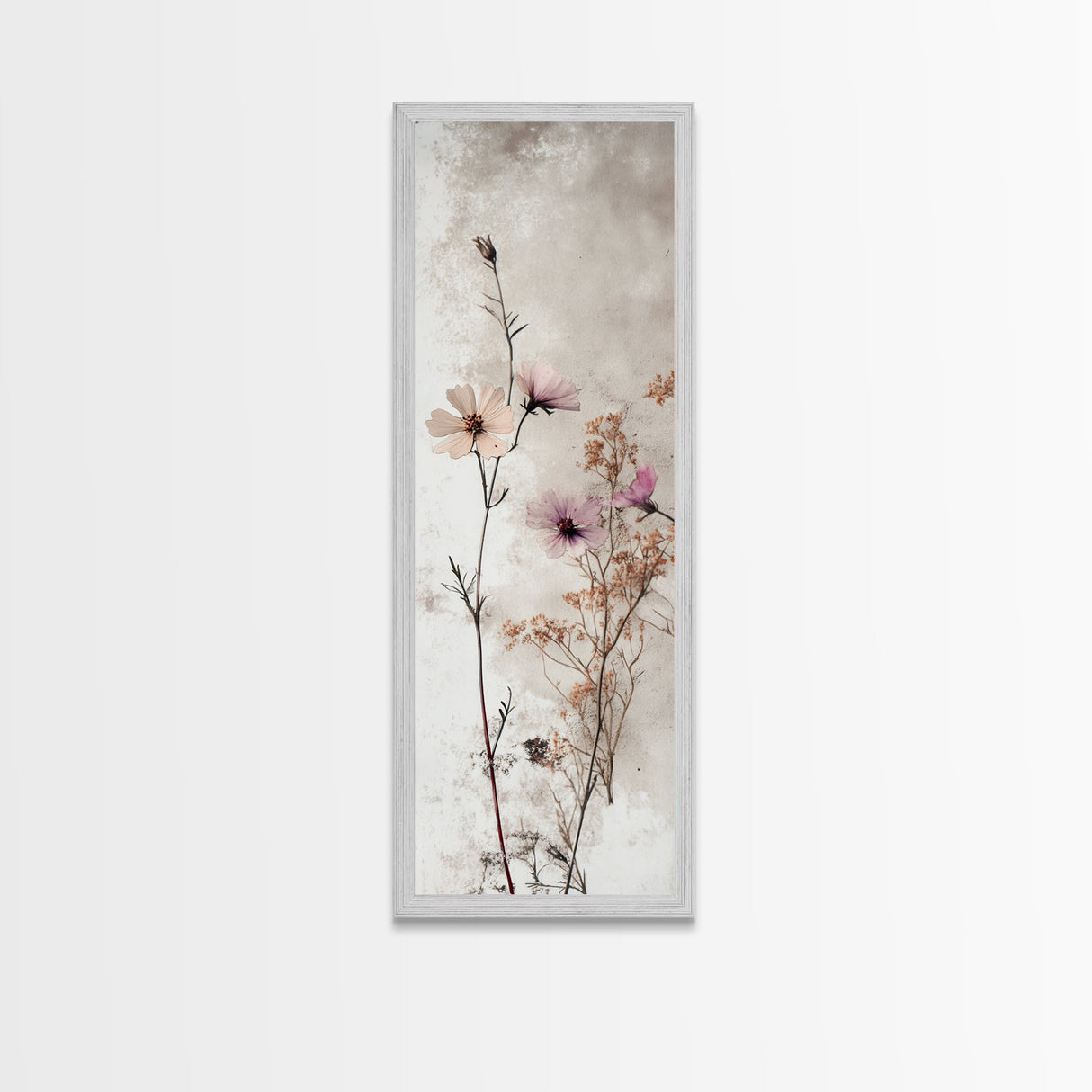 Framed Canvas Print Moody Wildflower Painting on Canvas, Minimalist Botanical Art, Cozy Autumn Decor, Above Couch Art, Rustic Wall Art