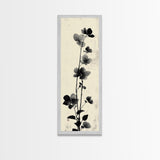 Framed Canvas Print Cherry Blossom Painting Black and White Floral Art, Wabi Sabi Decor, Japanese-Inspired Wall Art, Skinny Canvas Gift