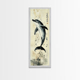 Canvas Print Dolphin Painting Coastal Nautical Wall Art with Splash Effect, Living Room Above Sofa Art, Bedroom Decor, Coastal Art Print