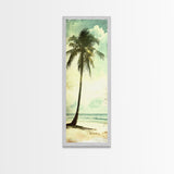 Framed Canvas Print Tall Palm Tree Art Coastal Cowgirl Wall Art, Beach Living Room Decor, Tropical Nautical Art, Skinny Wall Canvas Print