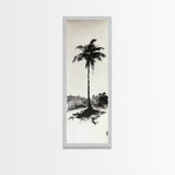 Canvas Print Black and White Palm Tree Painting Minimalist Tropical Wall Art, Wabi Sabi Art, Above Couch Decor, Tall Skinny Art Print