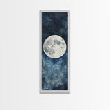 Framed Canvas Print Majestic Moon on Dark Sky, Coastal Inspired Wall Art, Nautical Home Decor, Large Wall Art Above Sofa Gift Him