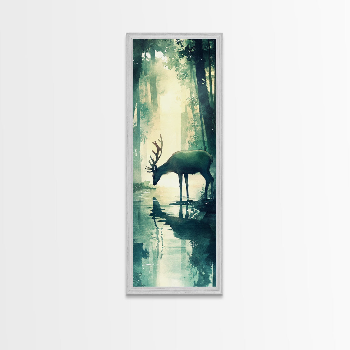 Moody Birch Tree Scene Canvas Print – Tall Narrow Art, Rustic Art, Winter Theme, Wabi Sabi Wall Art, Minimalist Decor, Guest Room Wall Art