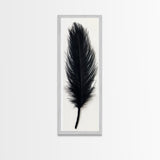 Abstract Black Feather Painting Print, Tall Skinny Art, Retro Home Decor, Abstract Art, Narrow Tall Wall Art, Feather Art, Farmhouse Art