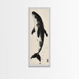 Majestic Humpback Whale in Striking Monochrome Ink Style – Sophisticated Canvas Print for Marine Life Enthusiasts and Nautical Wall Decor