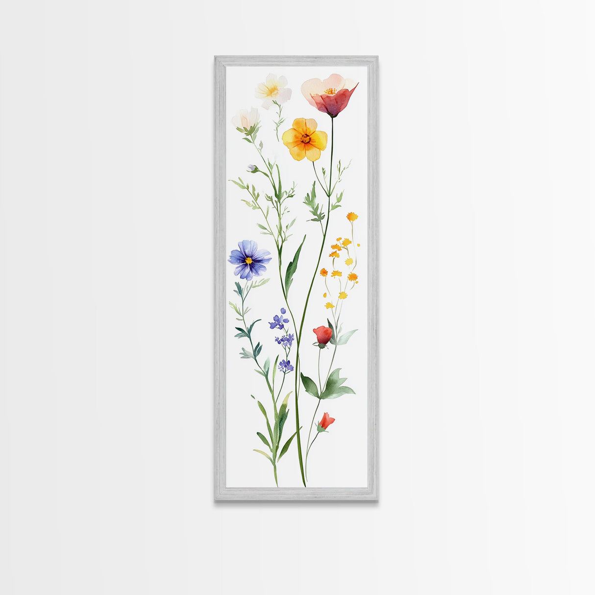 Boho Floral Botanical Print - Framed Canvas Print with Delicate Watercolor Wildflowers for Nature-Inspired Wall Art