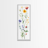 Boho Floral Botanical Print - Framed Canvas Print with Delicate Watercolor Wildflowers for Nature-Inspired Wall Art