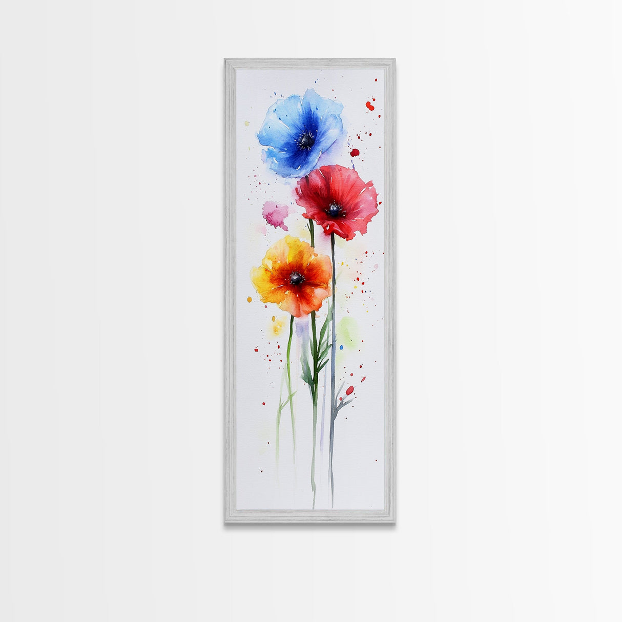 Bold Watercolor Poppy Art - Framed Canvas Print Showcasing Vibrant Flower Composition in Artistic Minimalist Style