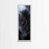 Cthulu Cosmic Horror Wall Art Canvas Print - Tall Skinny Narrow Wall Art - Accent Piece - Halloween Decor - Cosmic Horror Painting
