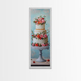 Wedding Decor Painting Print of a Wedding Cake - Framed Canvas Print - Wedding Decorations - Wedding Art - Tall Skinny Wall Art - Narrow Art