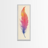 Funky Feather Painting Print - Framed Canvas - Home Decor - Tall Narrow Art - Feather Wall Art - Southwestern Decor