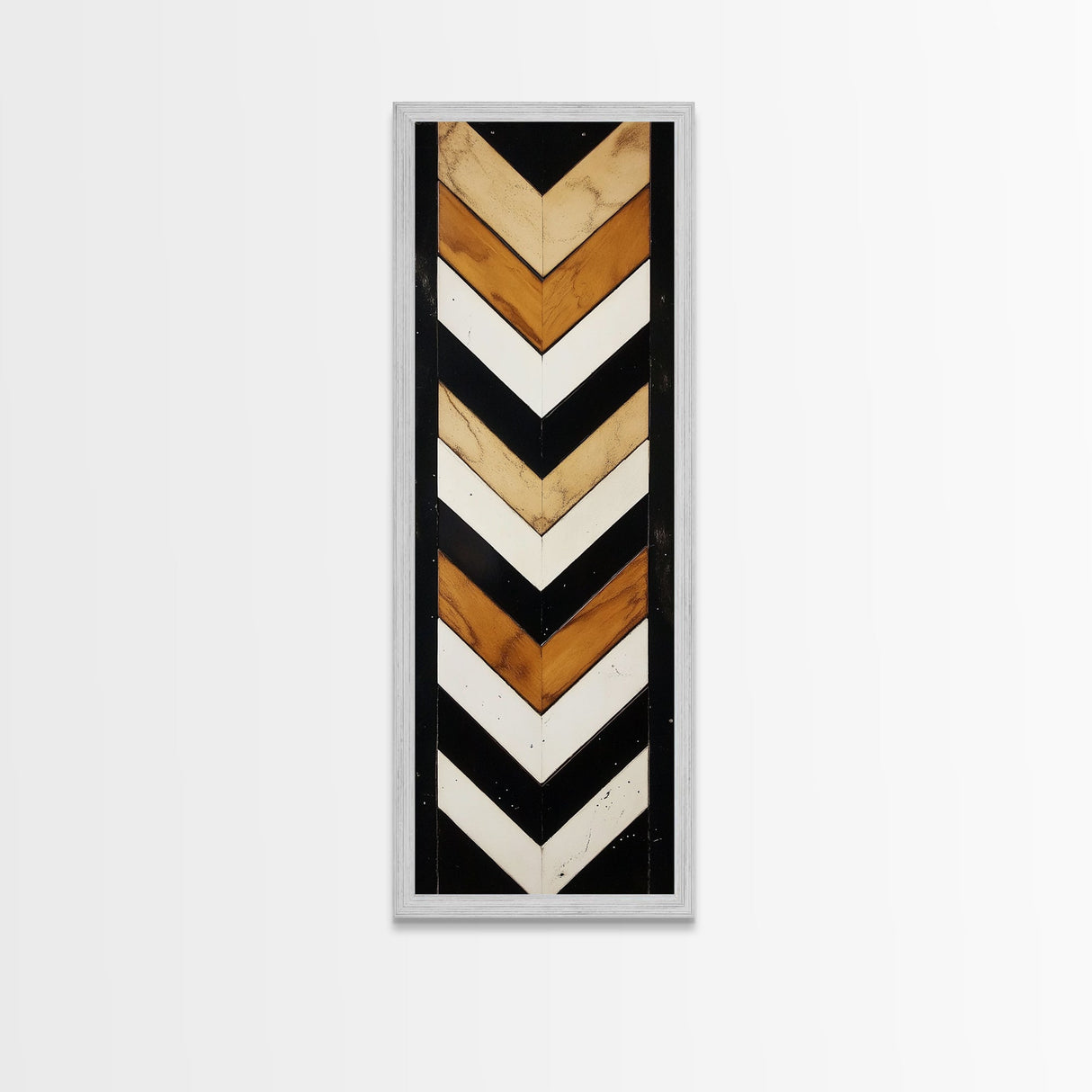 Retro Chevrons Wall Art - Framed Canvas Print - Mid Century Modern Wall Art - Unique Home Decor - Tall Narrow Art - Skinny Art