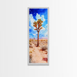 Watercolor Painting Print of Joshua Tree California Framed Canvas Print - Tall Skinny Art - Landscape Painting of Joshua Tree California