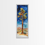 Joshua Tree Under a Starry Night Sky, Framed Canvas Print, Watercolor Landscape Painting Print, Southwestern Wall Art, Farmhouse Painting