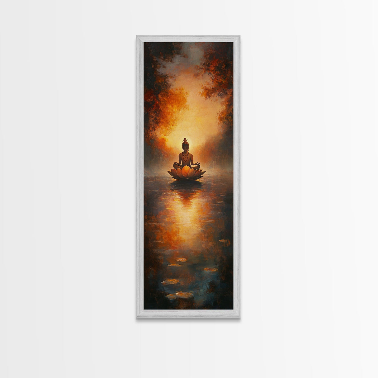 Zen Wall Art for Yoga Studio, Radha Krishna Painting Framed Canvas Print, Meditation Wall Art, Meditation Home Decor, Yoga Art