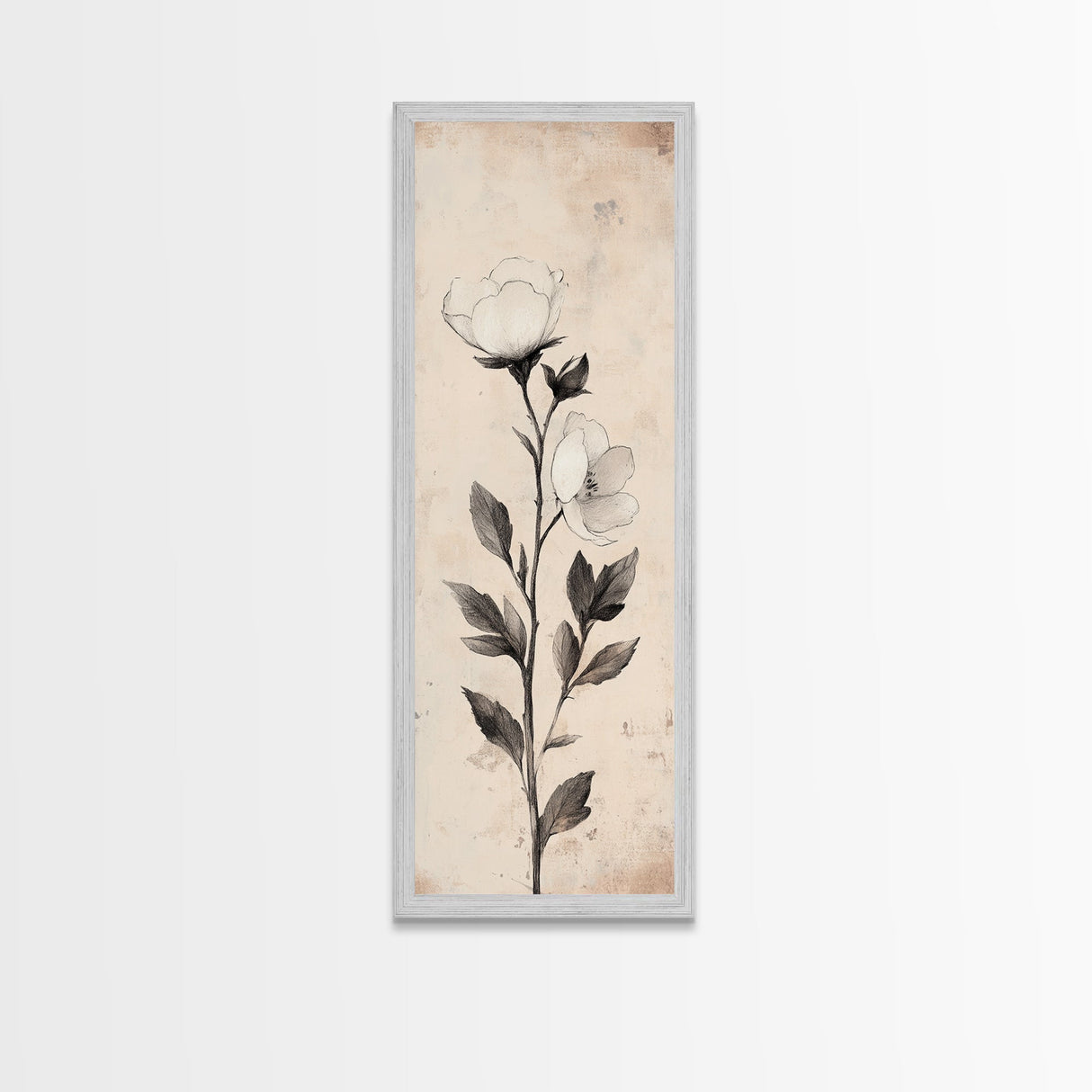 Sketch of a Flower Canvas Print, Wood Framed Wall Art, Flower Painting, Flower Decor, Floral Botanical Wall Art, Flower Print Narrow Art