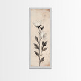Sketch of a Flower Canvas Print, Wood Framed Wall Art, Flower Painting, Flower Decor, Floral Botanical Wall Art, Flower Print Narrow Art