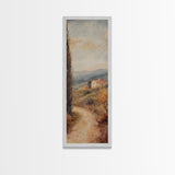Framed Canvas Print of Coastal Landscape Art in Tuscany Style, Farmhouse Rustic Decor, Minimalist Art, Above Sofa Art, Living Room Wall Art, Tall Narrow Art